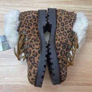 BearPaw Leopard Print Women's Boots with Fur Trim